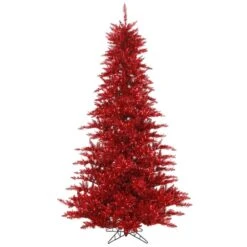 3ft. Unlit Red Tinsel Fir Artificial Christmas Tree