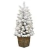3ft. Pre-Lit Flocked Gifford Slim Potted Pine Artificial Christmas Tree, Warm White LED Lights