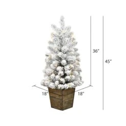 3ft. Pre-Lit Flocked Gifford Slim Potted Pine Artificial Christmas Tree, Warm White LED Lights -Northlight Sale Store D522587S 4