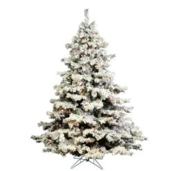 4.5ft. Pre-Lit Flocked Alaskan Pine Artificial Christmas Tree, Multicolor Dura-Lit™ Lights
