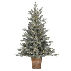 4ft. Pre-Lit Gooding Potted Pine Artificial Tree, Warm White LED Mini Lights