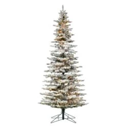 9ft. Pre-Lit Flocked Utica Fir Artificial Christmas Tree, Pure White LED Lights