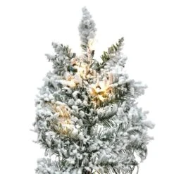 9ft. Pre-Lit Flocked Utica Fir Artificial Christmas Tree, Pure White LED Lights -Northlight Sale Store D522619S 2