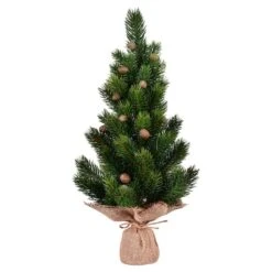 19" Unlit Spruce Sapling Artificial Christmas Tree In Burlap Base