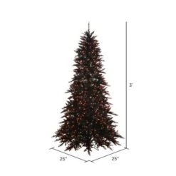 3ft. Pre-Lit Black Fir Artificial Christmas Tree, Orange Incandescent Lights -Northlight Sale Store D522660S 2