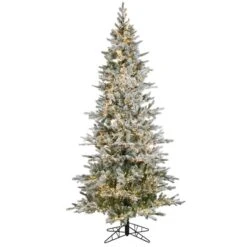 6.5ft. Pre-Lit Flocked Kiana Artificial Christmas Tree, Wide Angle Warm White LED Lights