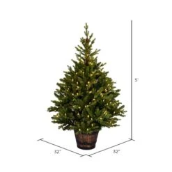 5ft. Pre-Lit Reeder Pine Artificial Christmas Tree In Barrel Planter, Clear Dura-Lit® LED Lights -Northlight Sale Store D522688S 3