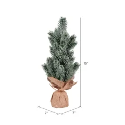 15" Unlit Frosted Spruce Sapling Artificial Christmas Tree Set -Northlight Sale Store D522725S 3