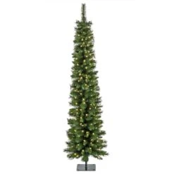6ft. Pre-Lit Nooksack Fir Pencil Artificial Christmas Tree, Warm White LED Lights