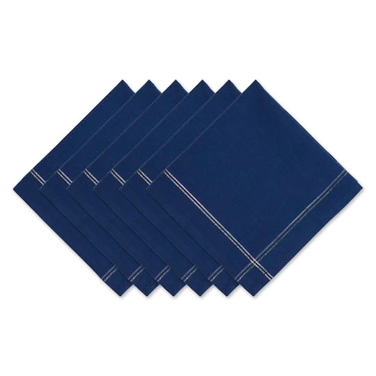 DII® Blue With Silver & Gold Border Napkins, 6ct. 2 DII® Blue With Silver & Gold Border Napkins, 6ct. - Image 2