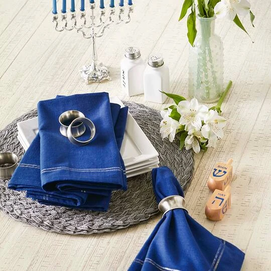 DII® Blue With Silver & Gold Border Napkins, 6ct. 6 DII® Blue With Silver & Gold Border Napkins, 6ct. - Image 6