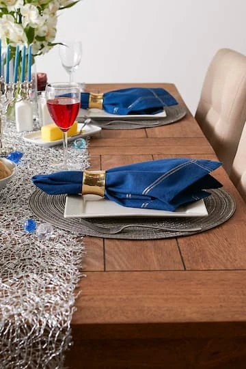 DII® Blue With Silver & Gold Border Napkins, 6ct. 9 DII® Blue With Silver & Gold Border Napkins, 6ct. - Image 9