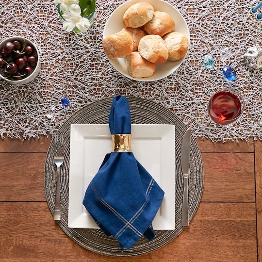 DII® Blue With Silver & Gold Border Napkins, 6ct. 10 DII® Blue With Silver & Gold Border Napkins, 6ct. - Image 10