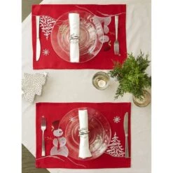 DII® Embroidered Snowman Placemats, 4ct. -Northlight Sale Store D540026S 10