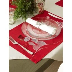 DII® Embroidered Snowman Placemats, 4ct. -Northlight Sale Store D540026S 6