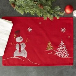 DII® Embroidered Snowman Placemats, 4ct. -Northlight Sale Store D540026S 8
