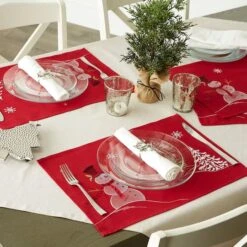 DII® Embroidered Snowman Placemats, 4ct. -Northlight Sale Store D540026S 9