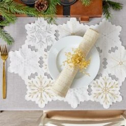 DII® Embroidered Snowflake Placemats, 4ct. 21 DII® Embroidered Snowflake Placemats, 4ct. -Northlight Sale Store D540029S 10