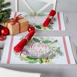DII® Merry Christmas Print Placemats, 6ct. -Northlight Sale Store D540030S 10