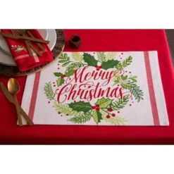 DII® Merry Christmas Print Placemats, 6ct. -Northlight Sale Store D540030S 2
