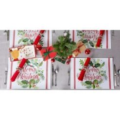 DII® Merry Christmas Print Placemats, 6ct. -Northlight Sale Store D540030S 6