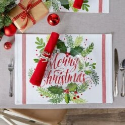 DII® Merry Christmas Print Placemats, 6ct. -Northlight Sale Store D540030S 8