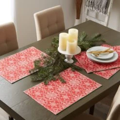 DII® Joyful Snowflakes Jacquard Placemats, 4ct. -Northlight Sale Store D540031S 9