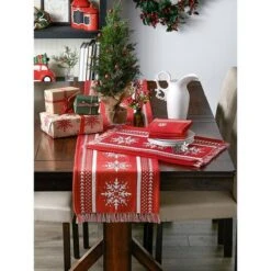 DII® Nordic Snowflake Stripe Jacquard Placemats, 4ct. -Northlight Sale Store D540033S 10