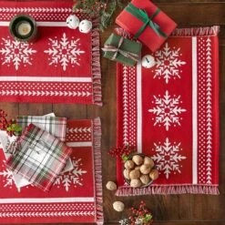 DII® Nordic Snowflake Stripe Jacquard Placemats, 4ct. -Northlight Sale Store D540033S 6