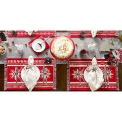 DII® Nordic Snowflake Stripe Jacquard Placemats, 4ct. -Northlight Sale Store D540033S 8