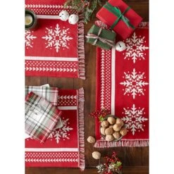 DII® Nordic Snowflake Stripe Jacquard Placemats, 4ct. -Northlight Sale Store D540033S 9