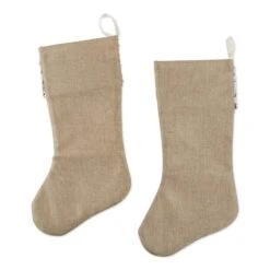DII® Champagne Sequin Linen Holiday Stocking Set -Northlight Sale Store D540058S 2
