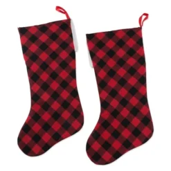 DII® Red & Black Buffalo Check Holiday Stockings Set -Northlight Sale Store D540060S 2