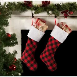 DII® Red & Black Buffalo Check Holiday Stockings Set -Northlight Sale Store D540060S 4