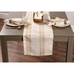 DII® 72" Metallic Cream Plaid Table Runner -Northlight Sale Store D540093S 5