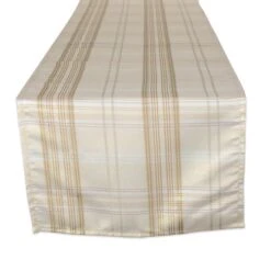 DII® 108" Cream Metallic Plaid Table Runner