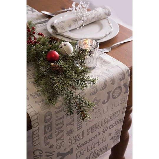DII® 72" Silver Christmas Collage Table Runner 10 DII® 72" Silver Christmas Collage Table Runner - Image 10