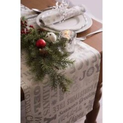 DII® 108" Silver Christmas Collage Table Runner -Northlight Sale Store D540099S 5