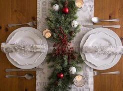 DII® 108" Silver Christmas Collage Table Runner -Northlight Sale Store D540099S 9