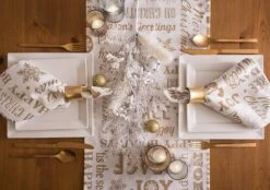 DII® 108" Gold Christmas Collage Table Runner -Northlight Sale Store D540100S 9