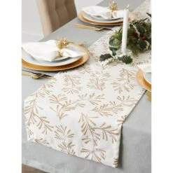 DII® 72" Metallic Holly Leaves Table Runner -Northlight Sale Store D540101S 10