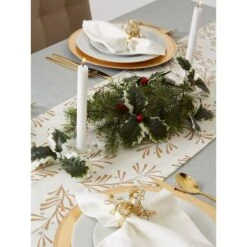 DII® 72" Metallic Holly Leaves Table Runner -Northlight Sale Store D540101S 7