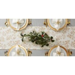 DII® 72" Metallic Holly Leaves Table Runner -Northlight Sale Store D540101S 9
