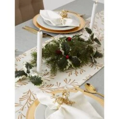 DII® 108" Metallic Holly Leaves Table Runner -Northlight Sale Store D540102S 8