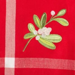DII® 72" Red Embroidered Mistletoe Corner With Border Table Runner 9 DII® 72" Red Embroidered Mistletoe Corner With Border Table Runner -Northlight Sale Store D540104S 2