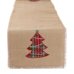 DII® 108" Embroidered Tree Burlap Table Runner