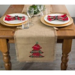 DII® 72" Embroidered Tree Burlap Table Runner -Northlight Sale Store D540106S 4