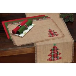 DII® 72" Embroidered Tree Burlap Table Runner -Northlight Sale Store D540106S 6