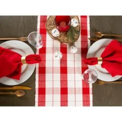 DII® 72" Red Tinsel Plaid Fringed Table Runner -Northlight Sale Store D540107S 5
