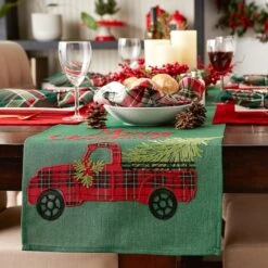 DII® 108" Merry Christmas Truck Embroidered Table Runner -Northlight Sale Store D540112S 6